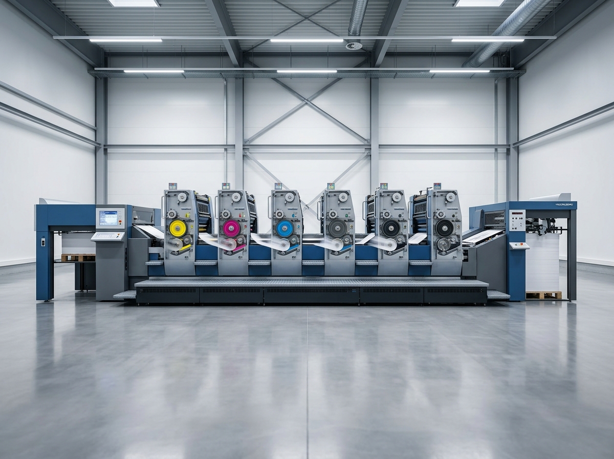 Corel Graphics offset printing press in operation
